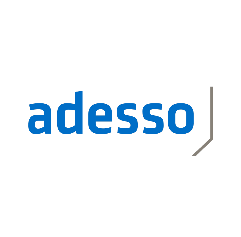 The Adesso logo represents an IT consulting and digital transformation company specializing in business solutions, software development, and innovative technologies across multiple industries.