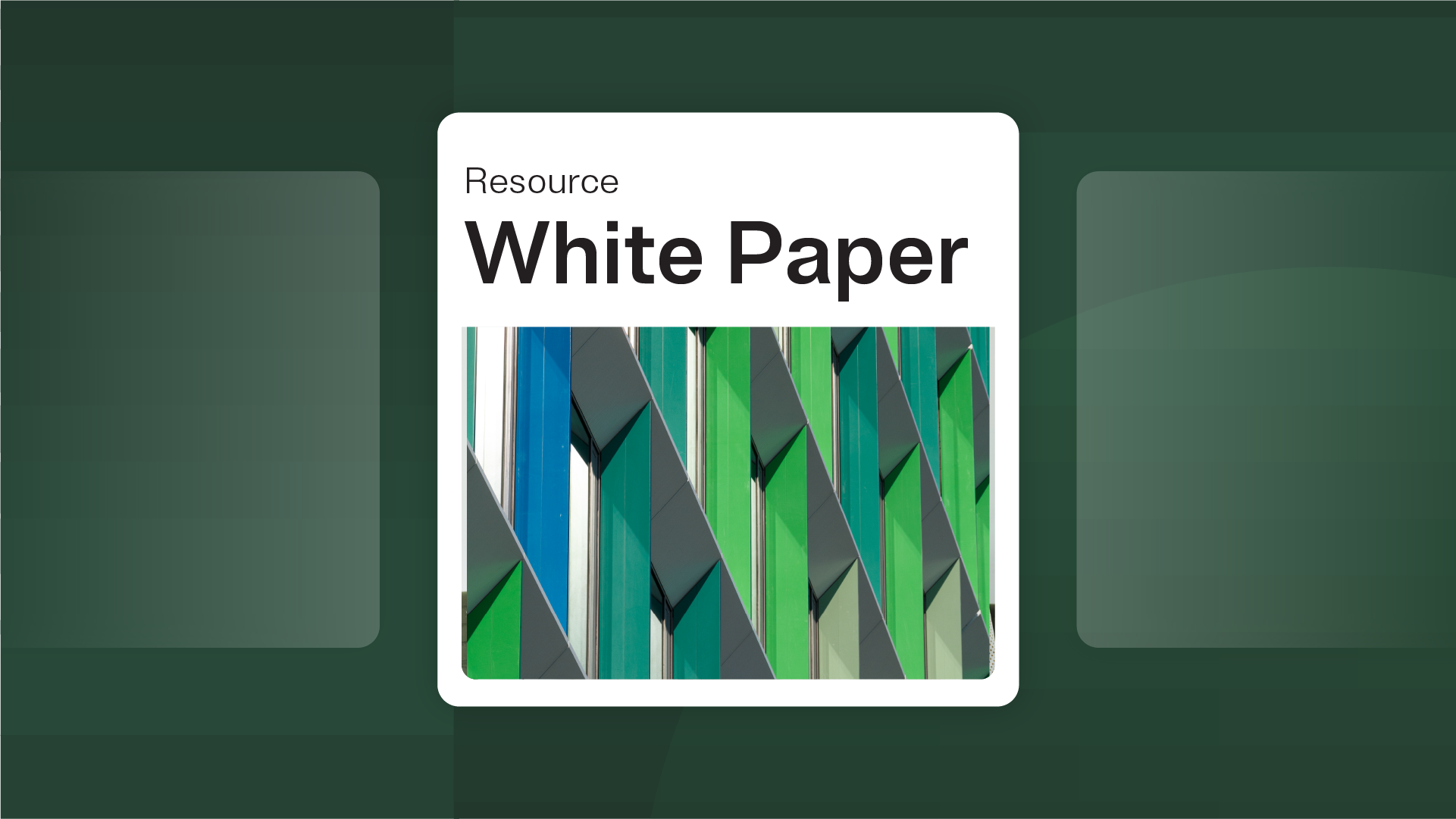 Whitepaper cover with generic architecture image on the from on top of a green mixed gradient background